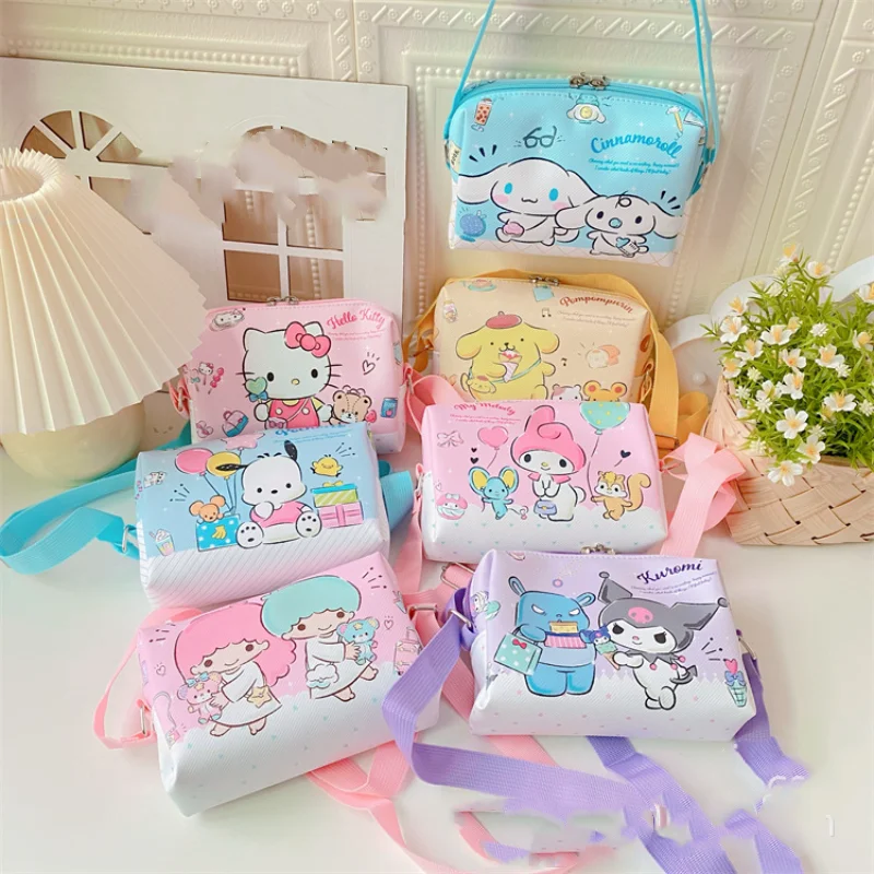 

Kawaii Sanrios Anime Kuromi My Melody Cinnamoroll PU Bag Shoulder Bag Cute Coin Purse Messenger Bag Storage Bag Girls Gift