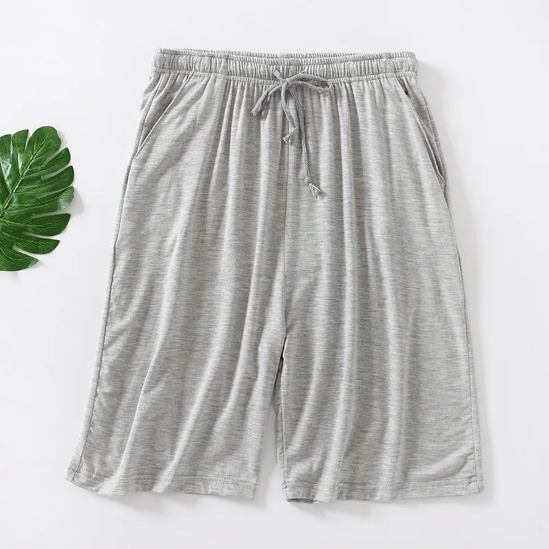 Summer Large Size L-8XL Men Sleep Shorts Modal Sleepwear Pants Loose Elastic Thin Sleep Bottoms Male Knee-length Sleeping Shorts