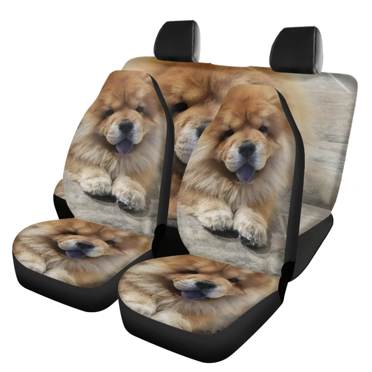 

INSTANTARTS Funny Chow Chow Printed Anti-Slip Universal Car Front/Rear Seat Cover Washable Automobile Seats Protector for Women