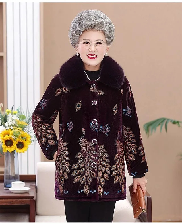 Женская одежда с винтажным принтом плюшевая толстая хлопковая куртка зимнее