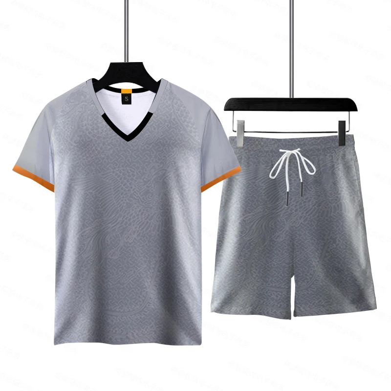 Новинка мужские и детские футболки с V-образным вырезом Комплект футболок для