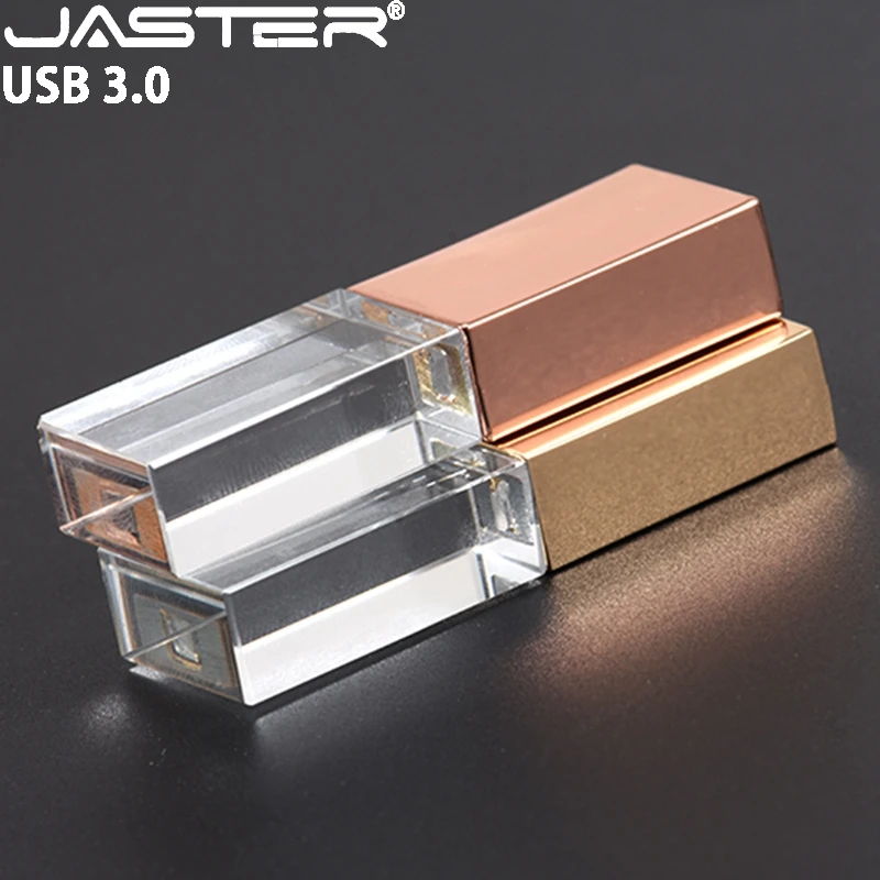 JASTER USB 3.0 Crystal Pen Drive Silver USB Flash Drive 4GB 8GB 16GB 32GB 64GB Black Flash Card Disk Golden Flash Memory Stick