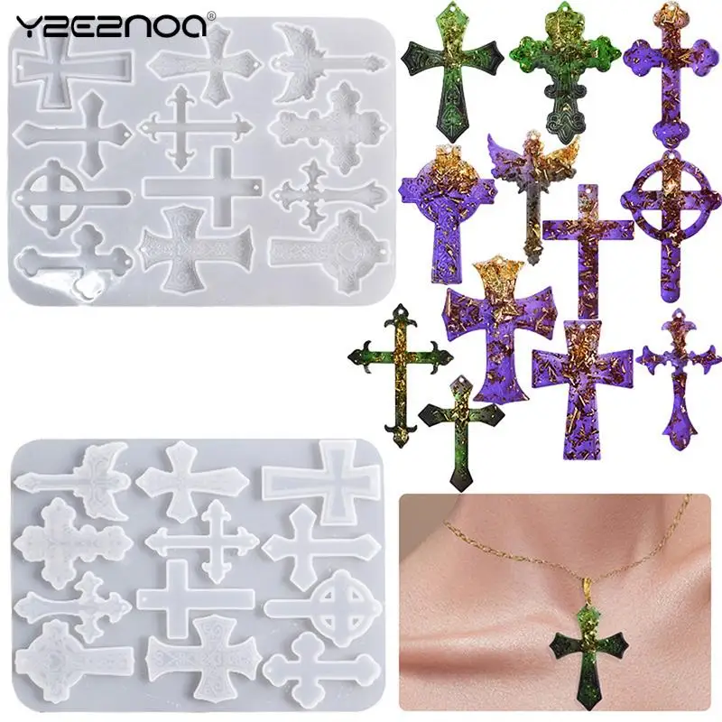 

Keychain DIY Craft Necklace Jewelry Pendant Making Cross Liquid Silicone Expoxy Mold Resin Jewelry Mold Jewelry Accessories