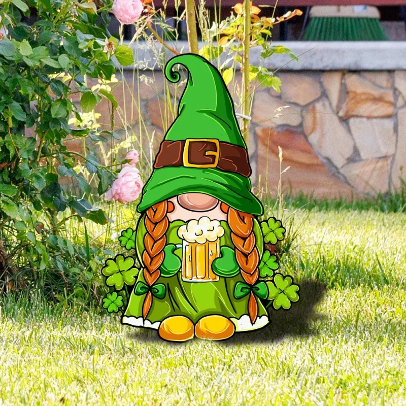 

Yklu169 St. Patrick's Day Dwarf Hat Four-Leaf Clover Acrylic Courtyard Floor Outlet Garden Outdoor
