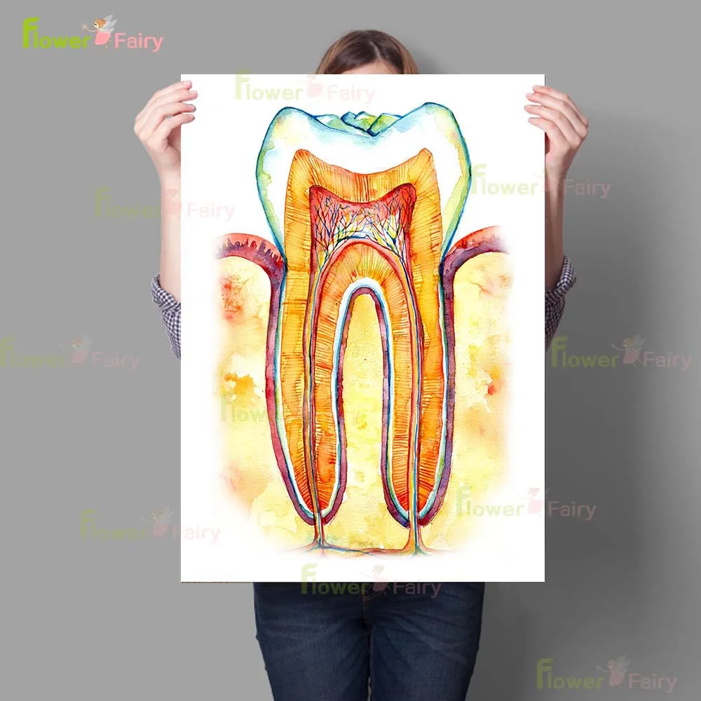 

Dental Clinic Dentist Watercolor Tooth Teeth Poster Wall Art Canvas Painting Home Decor Wall Pictures For Living Room Unframed