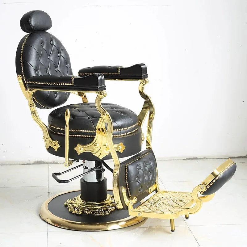 

Retro Hair Salon Barber Chair Men's Oil Head Old-Fashioned Barber Shaving Beard Big Chair Barber Shop Chair Can Be Put down