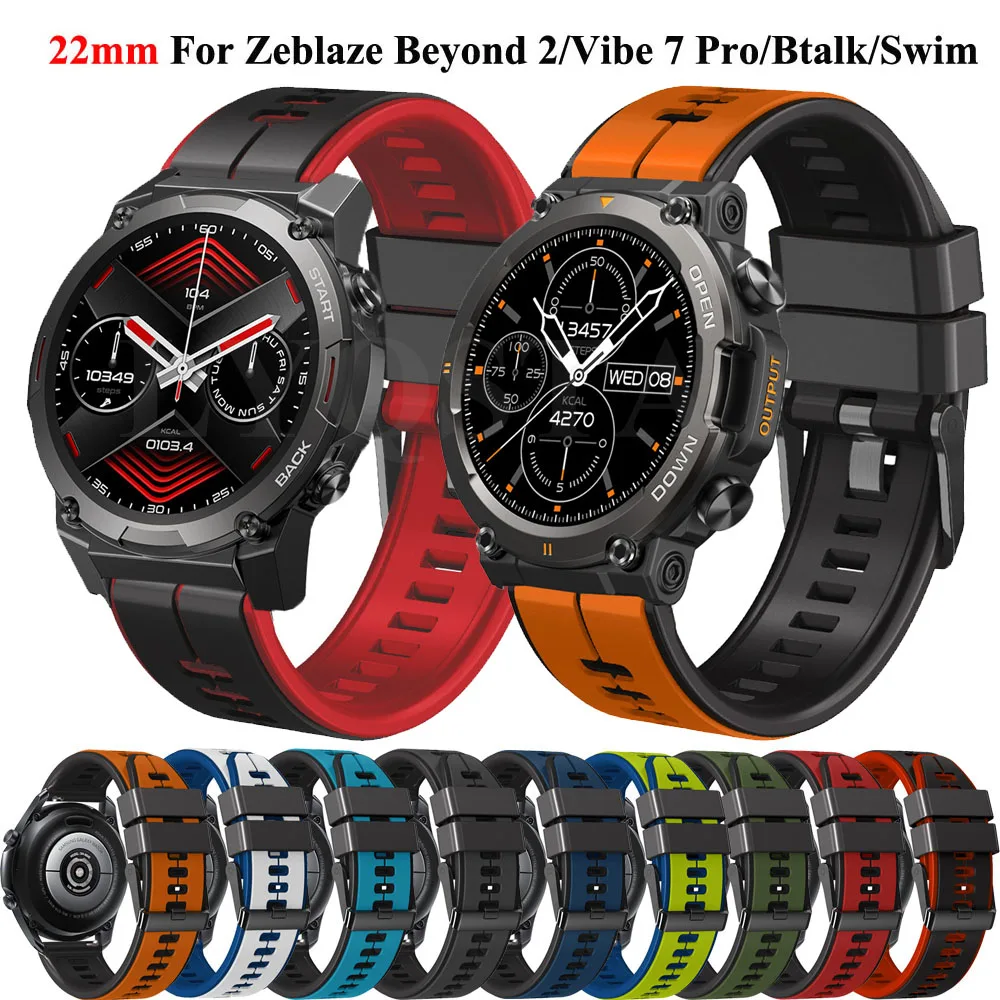

22mm Watch Strap For Zeblaze Stratos 2 Lite Beyond GTR 2 Btalk Silicone Wristband For Zeblaze Vibe 7 Pro Swim GPS Band Bracelet
