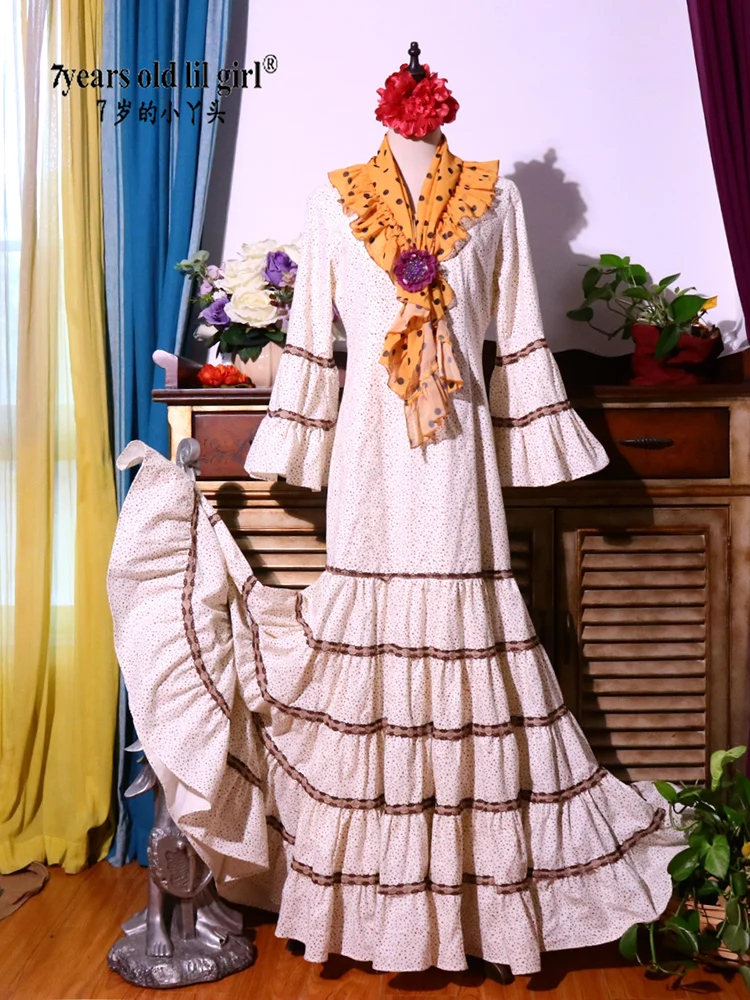 Винтажное Аутентичное Цыганское Платье для Фламенко танцевальное платье