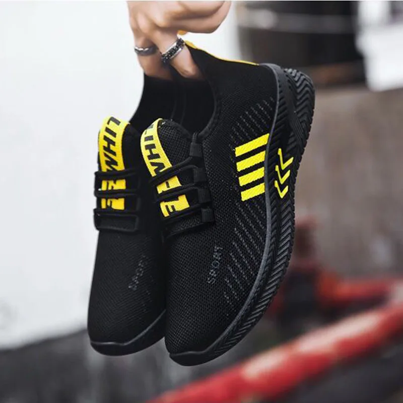 Summer Hot Sale Mesh Yellow Men's Running Shoes Breathable Cheap Trainers Sneakers Men Light Comfortable Sport Shoes for Man