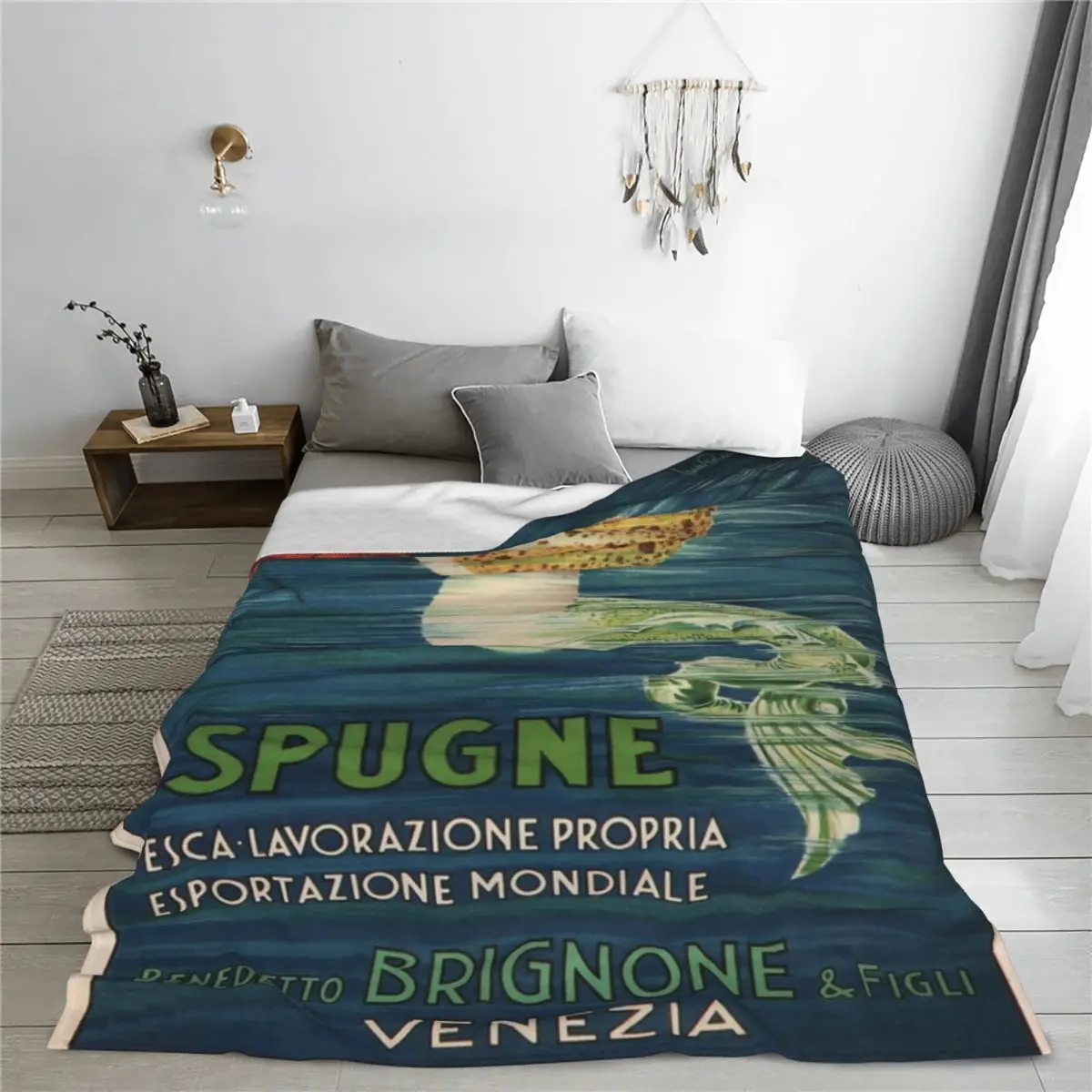 Винтажное рекламное одеяло из губчатой ткани Венеция покрывало на кровать