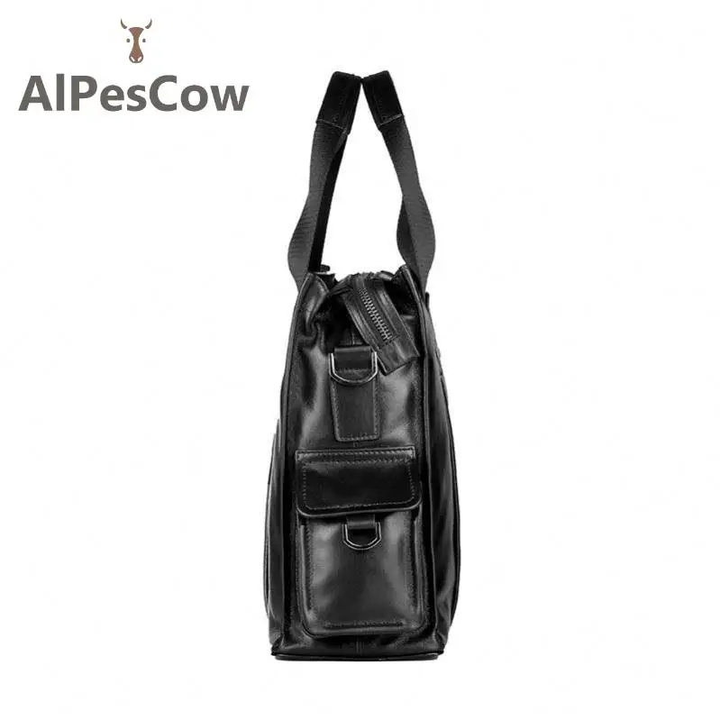 Men's Genuine Leather Design Handbag Tote Bag 100% Alps Cowhide Vintage Briefcase Men Luxury Natural Leather Classic Laptop Bag