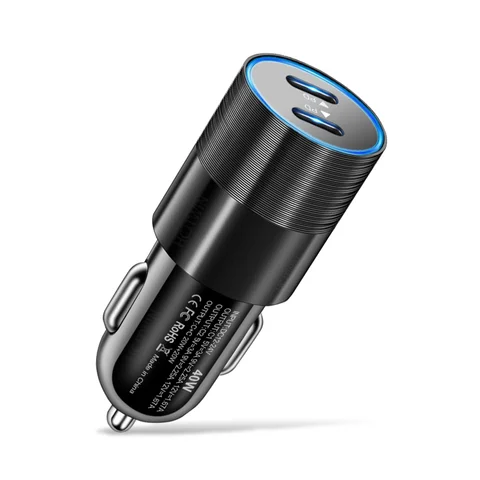 Автомобильное зарядное устройство с двумя USB-портами, 68 Вт, металлическое автоматическое зарядное устройство PD, адаптер для быстрой зарядки, зарядное устройство USB C для мобильного телефона в автомобиле для iPhone 13 12