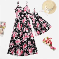 tank floral mother daughter matching dresses family set sleeveless mommy and me clothes outfits fashion woman girls long dress