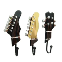 retro 3 pcsset guitar heads hooks music home resin clothes hat hanger movie wall mounted hook for home decoration