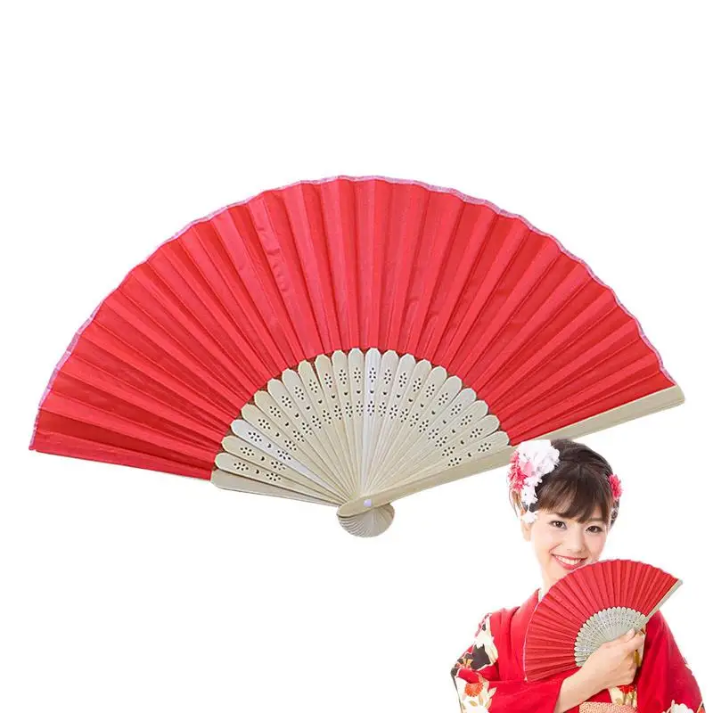 Small Folding Hand Fan Chinese Japanese Vintage Bamboo Silk Fans Hand Painted Double Dough Fan Home Portable Wall Fans