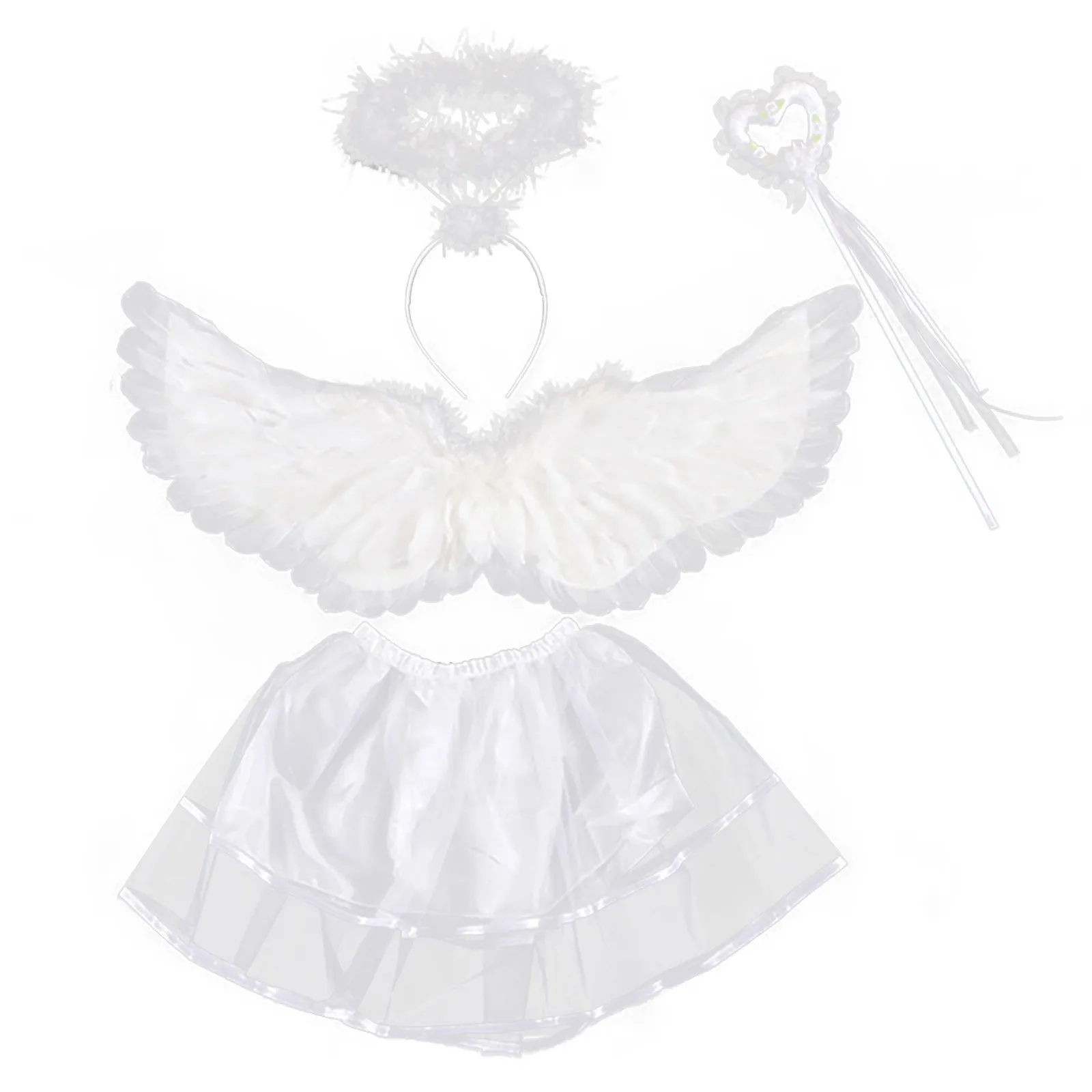

And Birthday White For Children Suit Suitable Headbands Stage Four-piece Wing Gifts Play Party Props Electric Cradle for Newborn