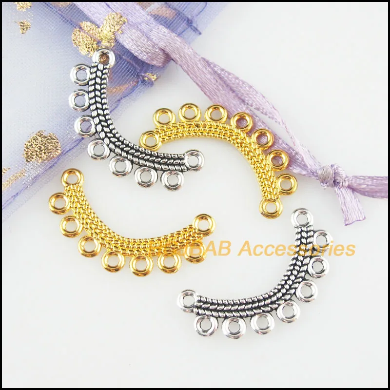 Шармы HCJBAB цветочные и лунные позолоченные/посеребренные 35 шт.