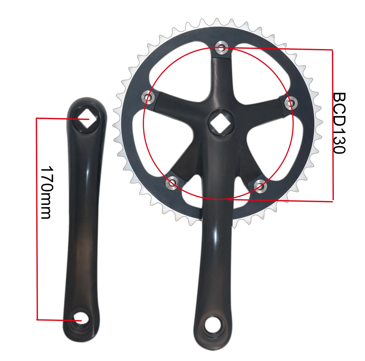 Велосипедный кривошипный набор одинарный зубчатый диск 44T 130BCD 170 мм подходит для