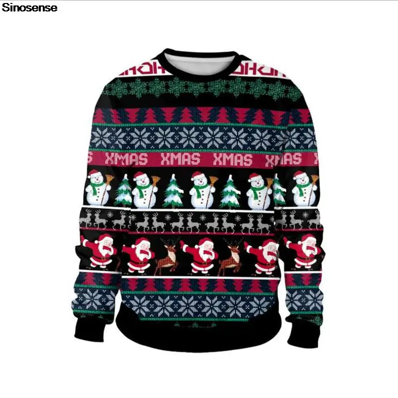 

Men Women Ugly Christmas Sweater Holiday Party Jumper Tops 3D Christmas Tree Snowman Reindeer Santa Printed Xmas Sweatshirt