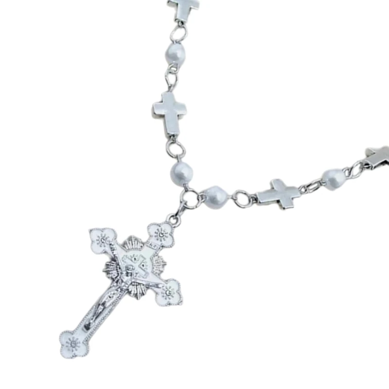 Ожерелье ручной работы с жемчугом и бусинами-четками для женщин мужчин подвеска