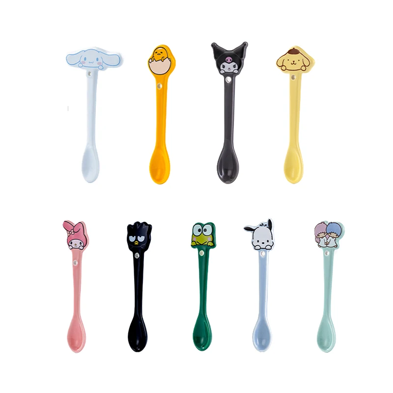 

Anime Cartoon Sanrios Kittys My Melody Kuromi Creative Cute Coffee Spoon for Ice Cream Dessert Scoop Tableware Ceramic Spoon