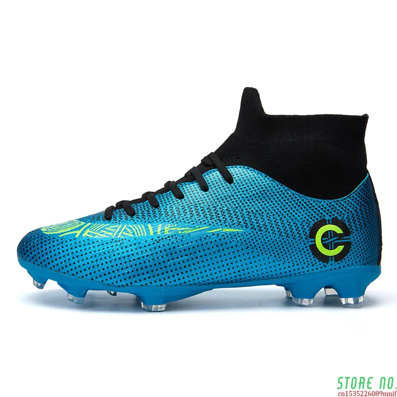 Men's High Top Training Ankle AG Sole Outdoor Cleats Football Shoes Spike High Ankle Men Crampon Football Boots Original Cleats