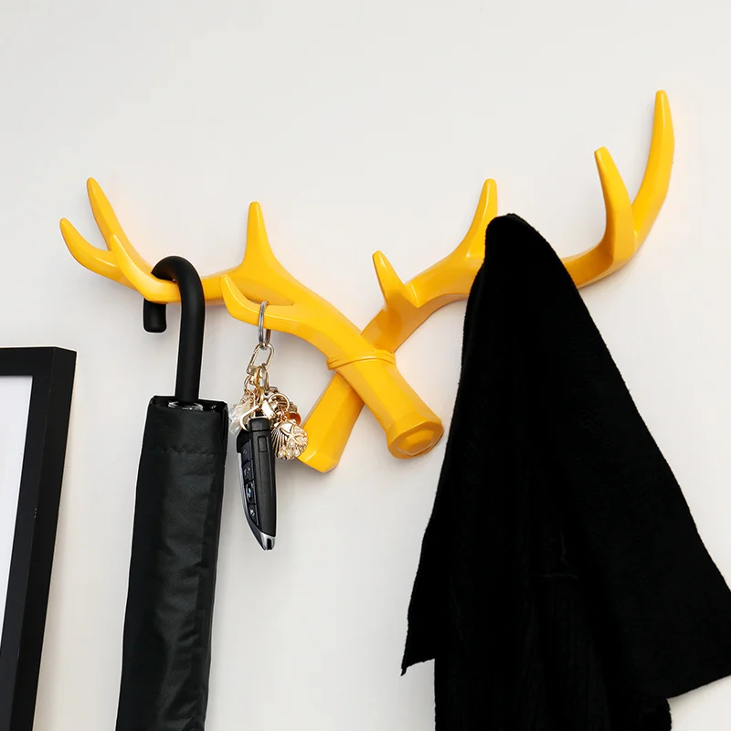 Resin Deer Horn Nordic Hook hanger Wall For Keys Holder Hat Coat Home wall decorative clothes Hanger Hooks towel |