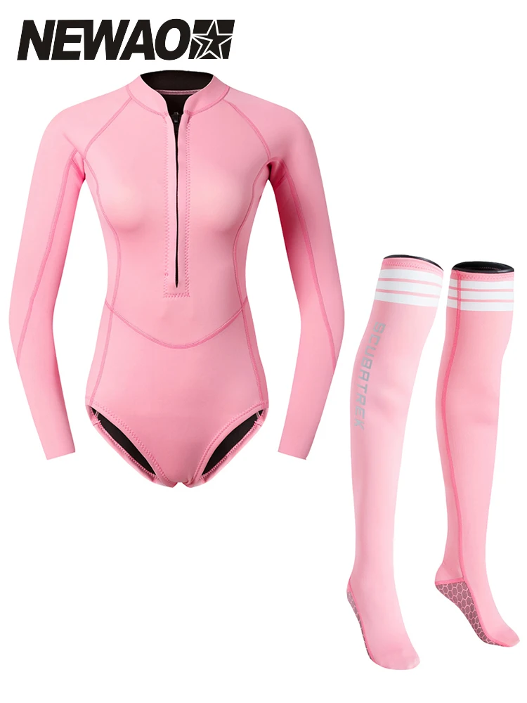 Scubatrek One-Piece Diving Suit Long Sleeve Sun Protection for Whole Body Swimsuit Trousers Style Surfing Snorkeling Suit Dive