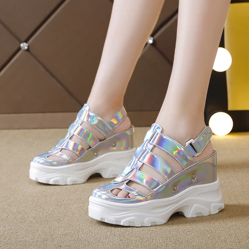 

thick bottom sandals women chunky platform sandals hollow out height increase sneakers women high wedge heeled sandals for women