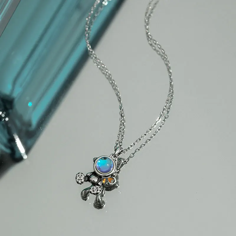 

Ожерелье с астронавтом из стерлингового серебра S925 пробы, ожерелье с цепочкой до ключицы в том же стиле для мужчин и женщин