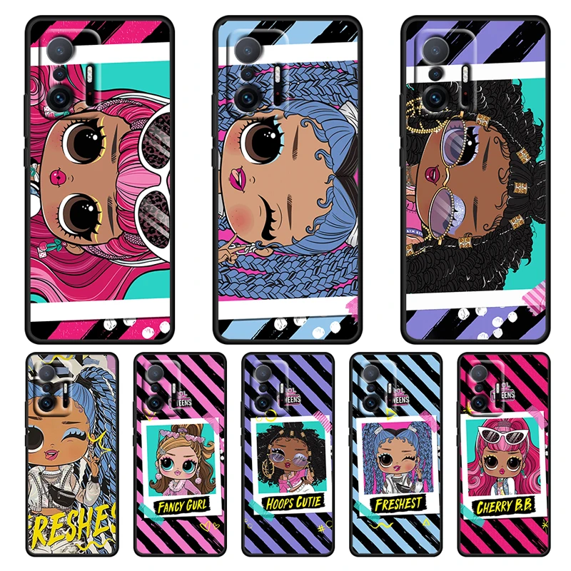 

L.O.L. SURPRISE Cute Dolls For Xiaomi Mi 12 11 11T 10 10T Ultra Pro Lite Note10 5G Silicone Soft TPU Black Phone Case Capa Cover
