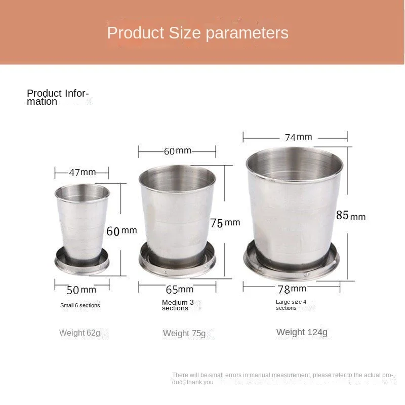 Stainless Steel Telescopic Cup Folding Cup Outdoor Travel Wash Cup Portable Creative Que Bottle Small Cup