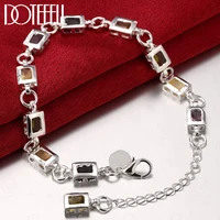 doteffil 925 sterling silver square inlaid with multi color aaa zircon bracelet chain for woman engagement party wedding jewelry