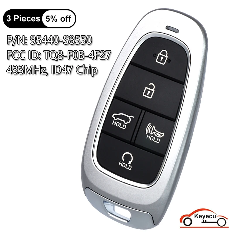 KEYECU 5 кнопок 433 МГц ID47 чип для Hyundai Palisade 2022 2023 автоматический умный пульт