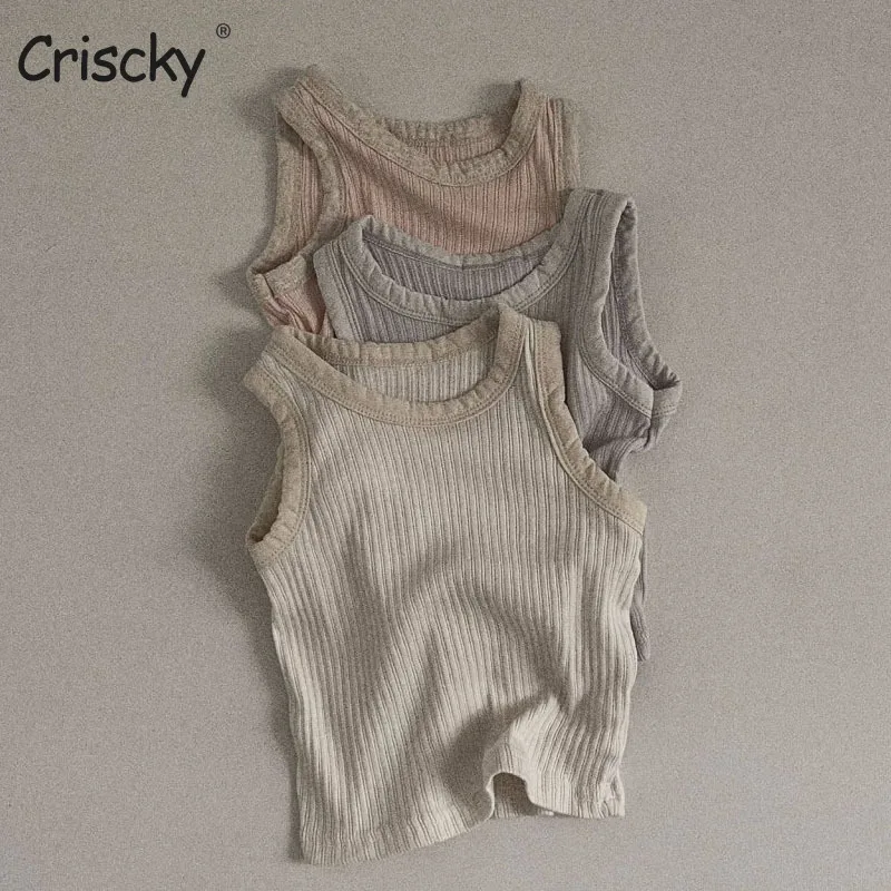 

Criscky Cotton Children's summer Vest Kids Cotton Camisole Children Tops Summer Baby Singlet Girls Undershirts Teenager Tank