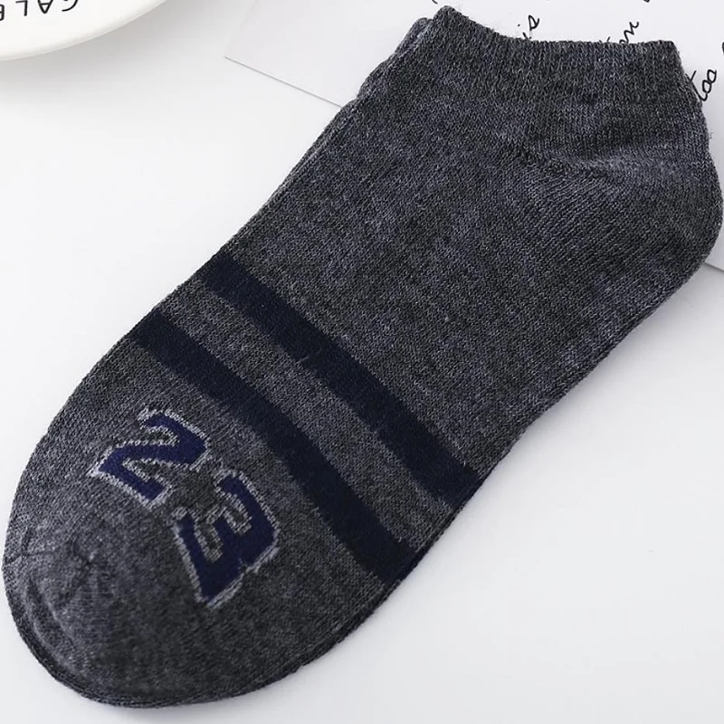 5 Pairs Men Short Socks Fashion Simple Casual Stripe Couples Invisible Boat Socks Male Street Preppy Style Low Cut Ankle Socks