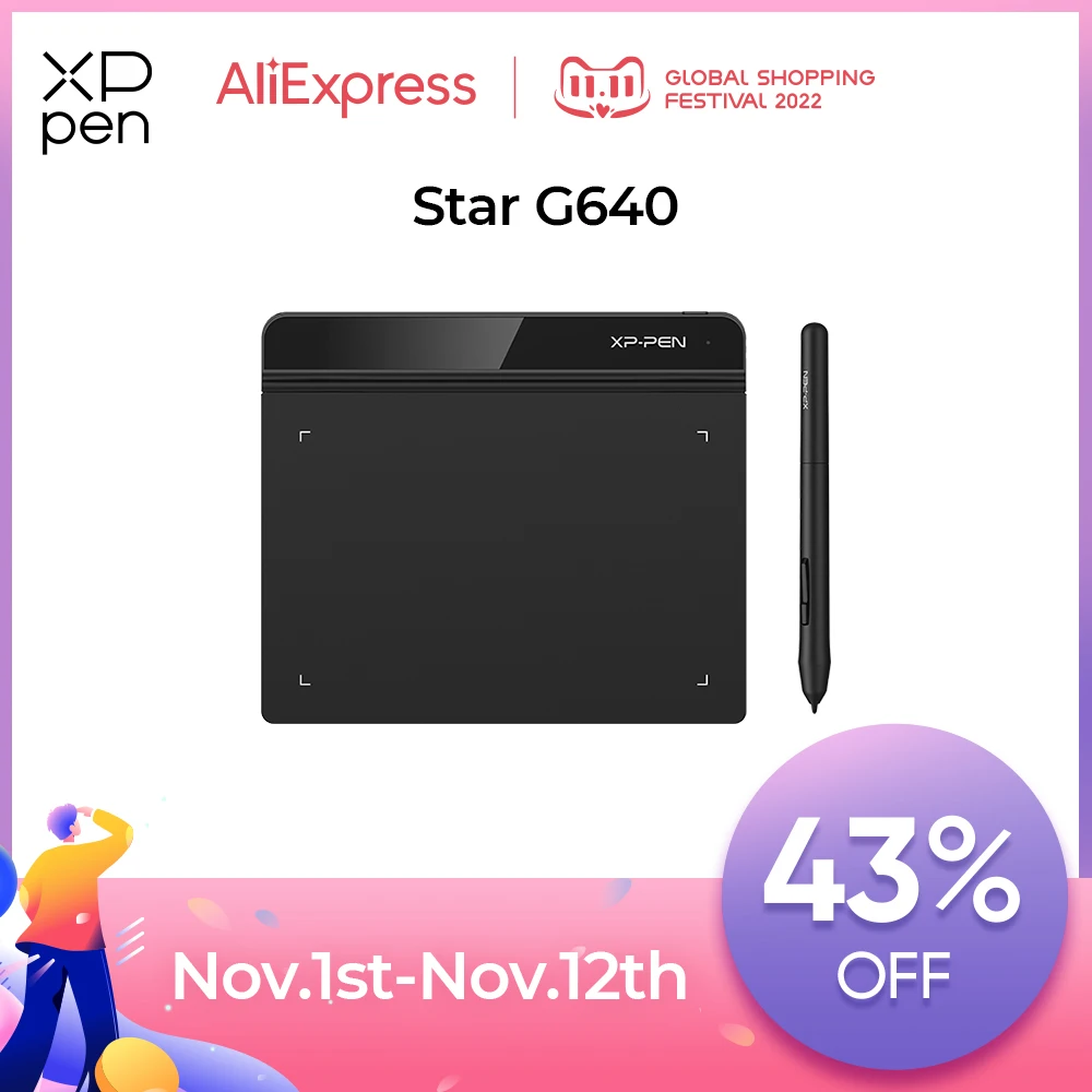 

XP-Pen Star G640 6 x 4 Inches Drawing Tablet 8192 Level Support Windows Mac Digital Graphic Tablet for Drawing & Game OSU