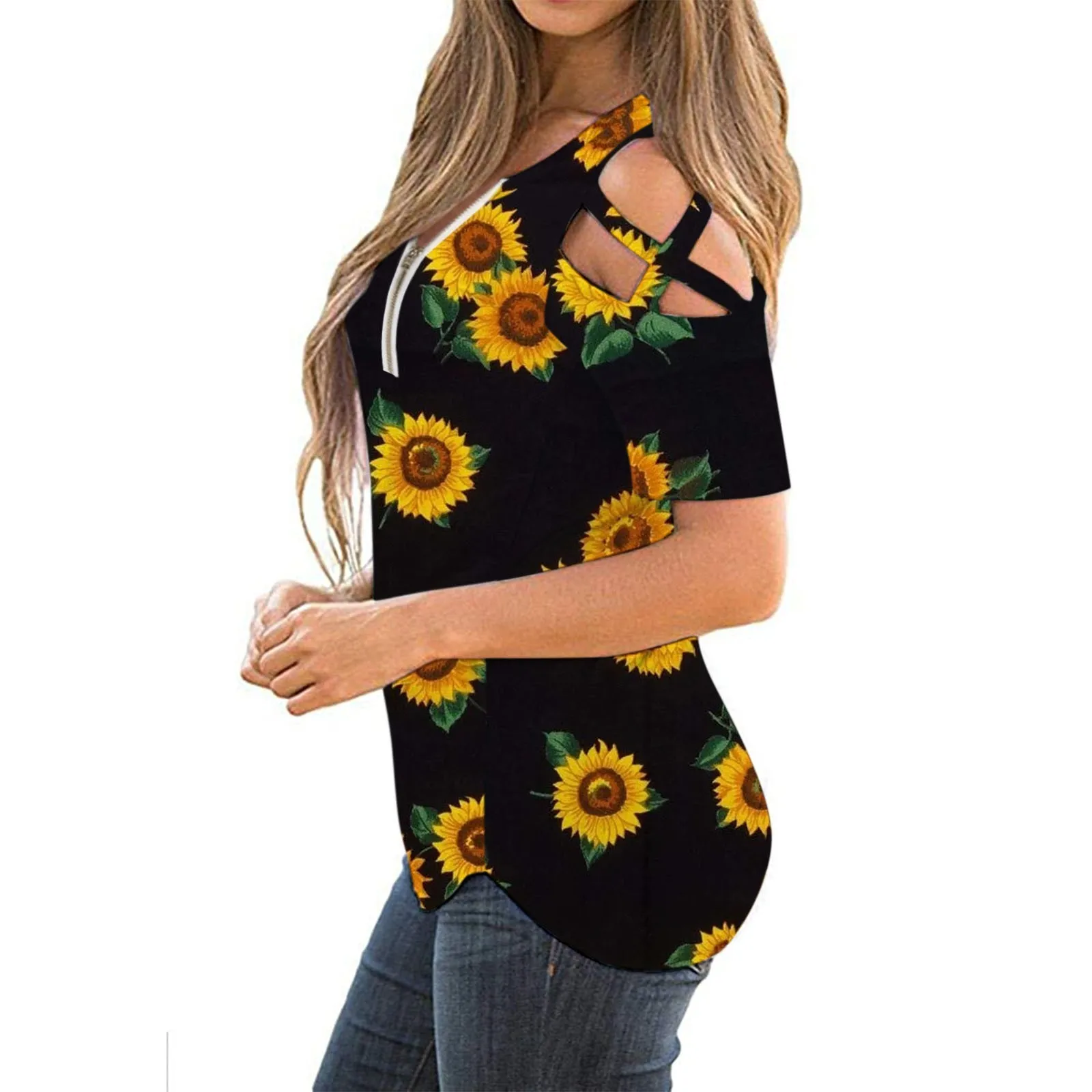 

Базовая белая рубашка, женские Супермягкие футболки, Женская Повседневная Свободная белая блузка на молнии с открытыми плечами и круглым в...