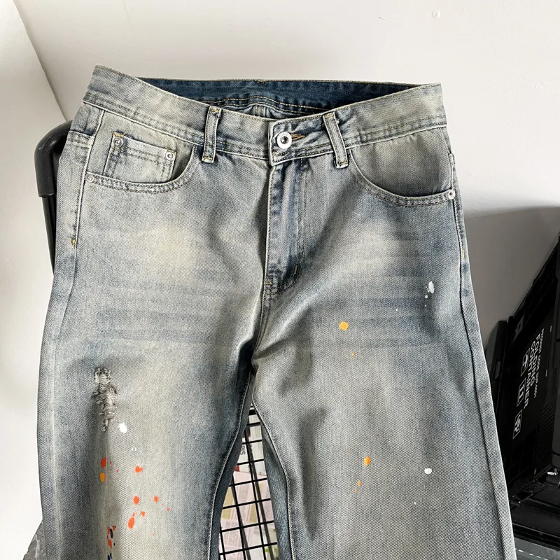 Jeans Men Korean Version Trend Loose All-match Women's Straight Pants Hong Kong Style Students Wide-leg Pants Trend High Street