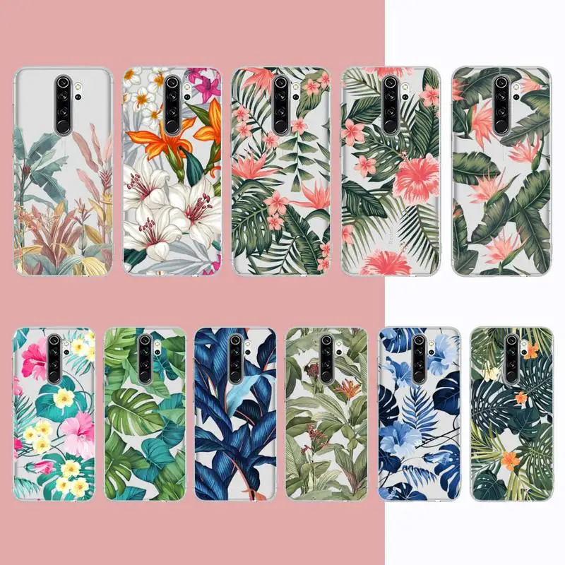 

Palm tree Leaves Plant Flower Phone Case for Samsung S20 S10 lite S21 plus for Redmi Note8 9pro for Huawei P20 Clear Case