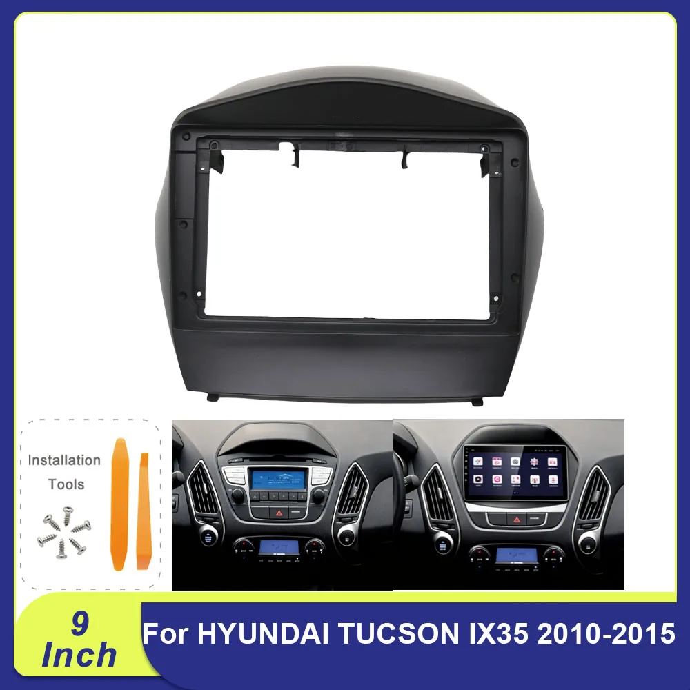 Фото 9-дюймовая панель для установки Android-радио в Hyundai Tucson ix35 2010-2015, комплект рамки для приборной панели №1