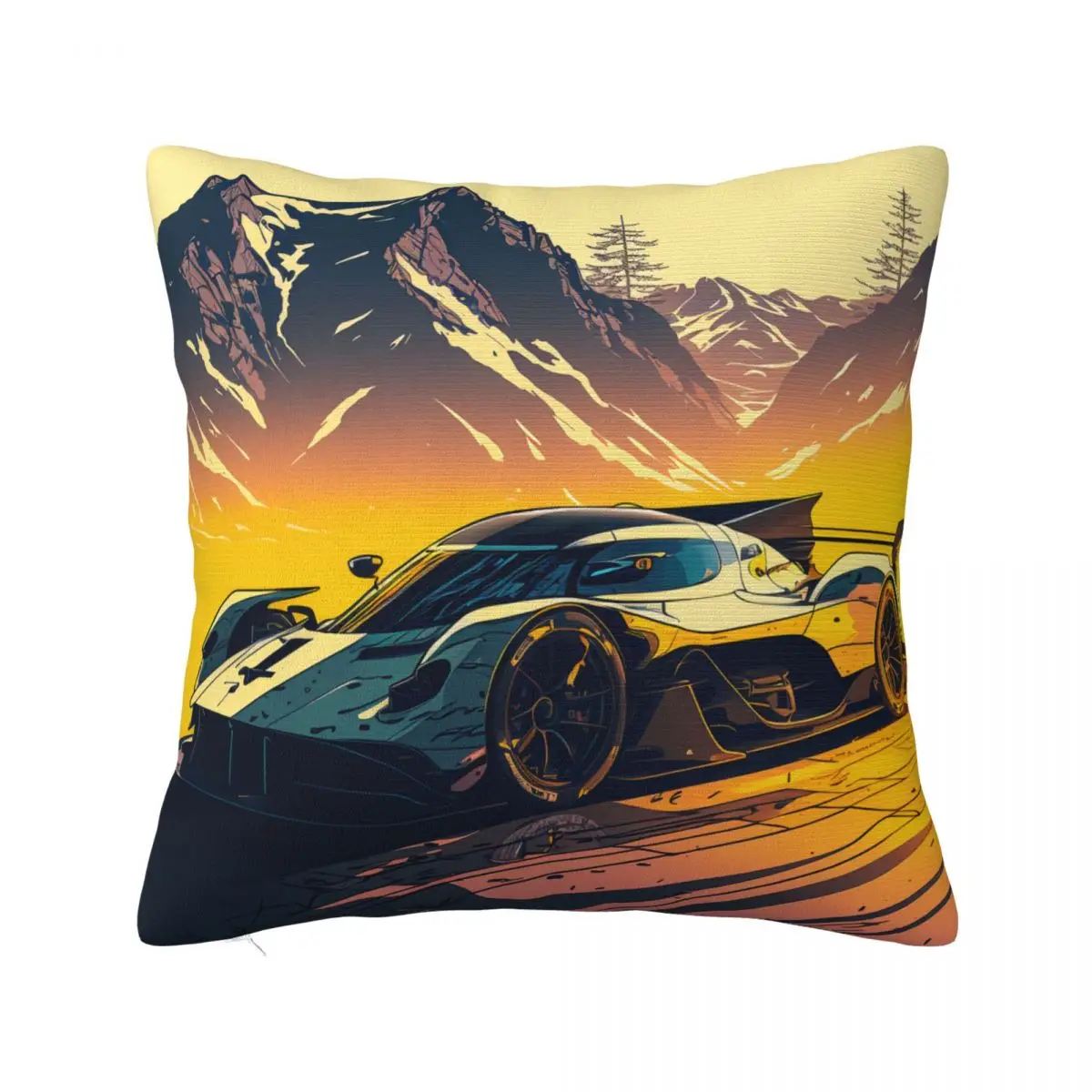 

Ослепительная подушка для спортивного автомобиля, разноцветная наволочка из полиэстера на молнии с изображением горного солнца, автомобиля, лета