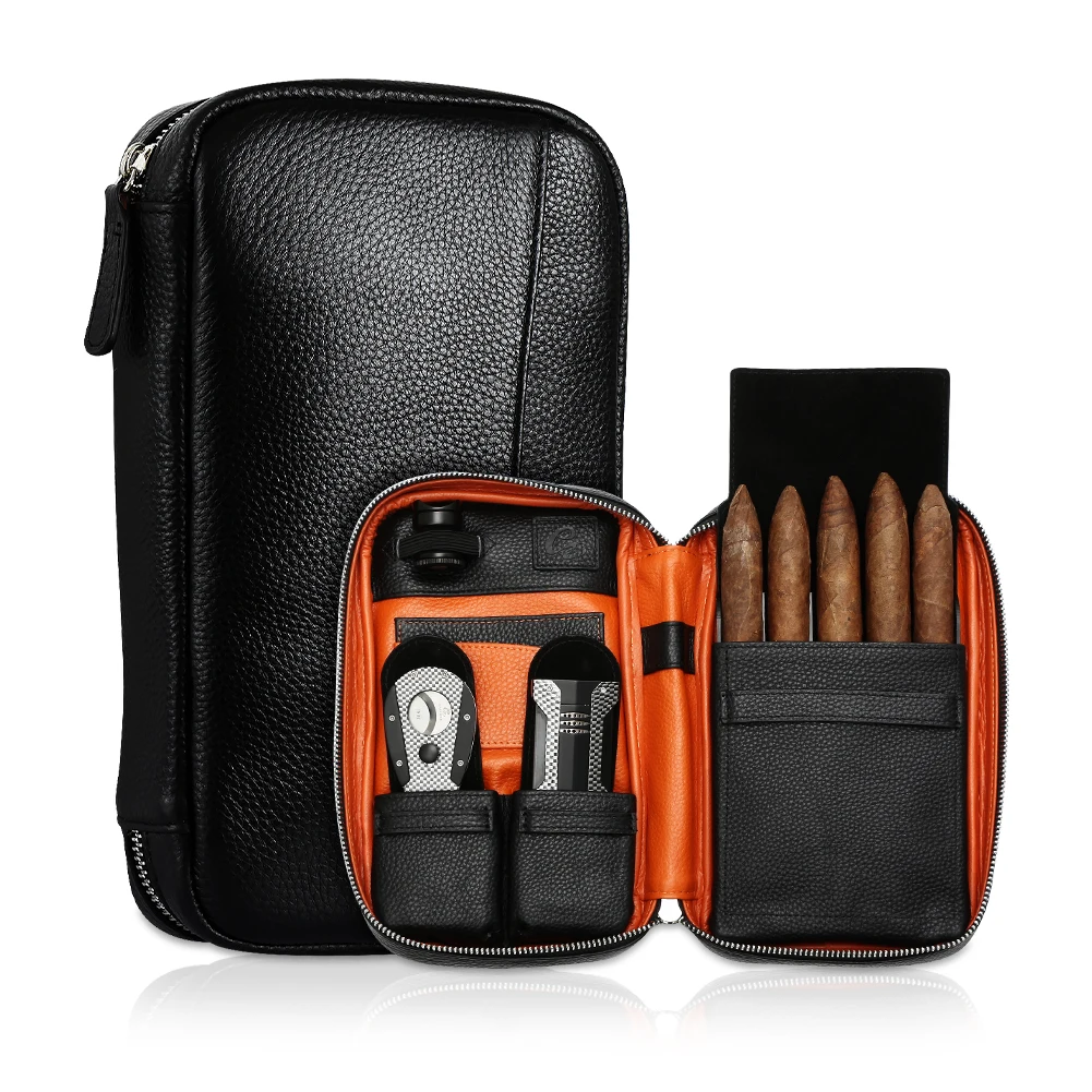 GALINER Leather Cigar Humidor Box Set With Torch Lighter Cutter Cigar Case Puro Box Luxury Portable Smoking Accessories