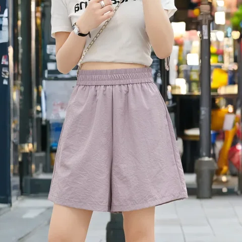 2025 летние женские шорты больших размеров, новые простые повседневные широкие шорты с эластичной резинкой на талии, 100 кг, 8618