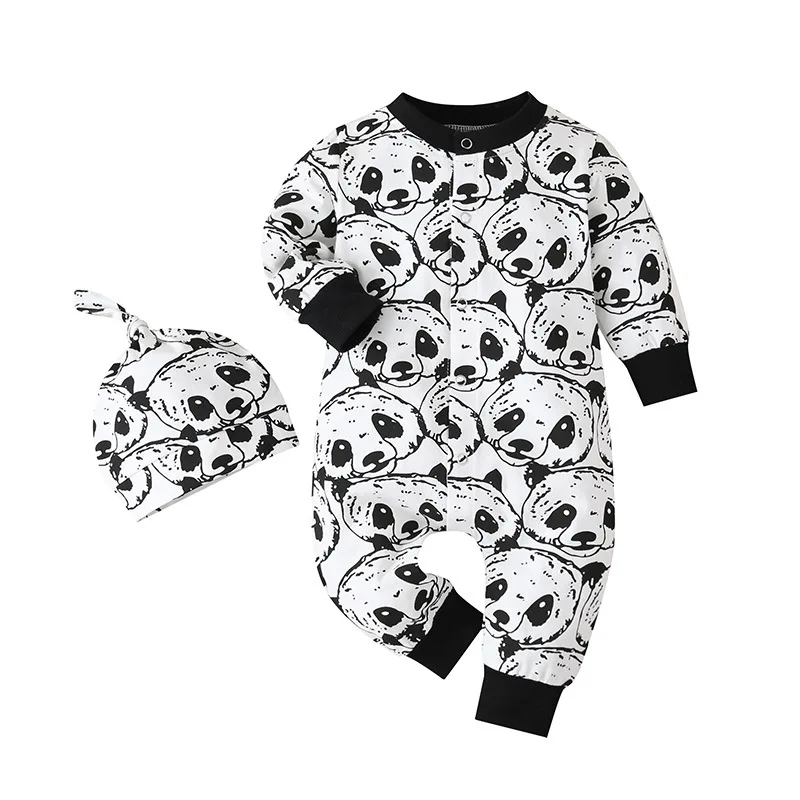 

Spring Autumn Baby Long Sleeve Onesie Leisure Europe and The United States Fashion Newborn Crawling Suit Hat Baby Girl Romper