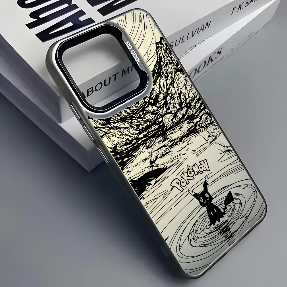 Чехол для телефона Umbreon Mewtwo Line Drawing iPhone 16 15 14 13 12 11 Pro Max черный фиолетовый матовый