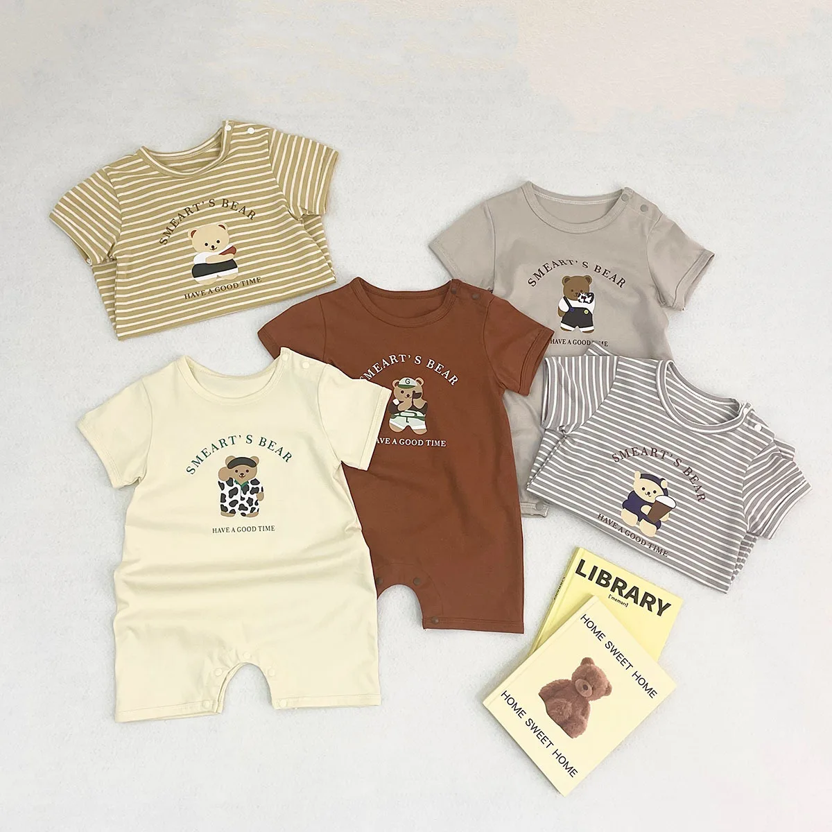 

Baby Girls Boys Summer Cotton Jumpsuit Outfit Infant Short Sleeve Bear Rompers
