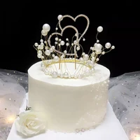 cake topper glitter alloy rhinestone wedding cake decoration baby shower birthday decoration romantic crystal dessert decor