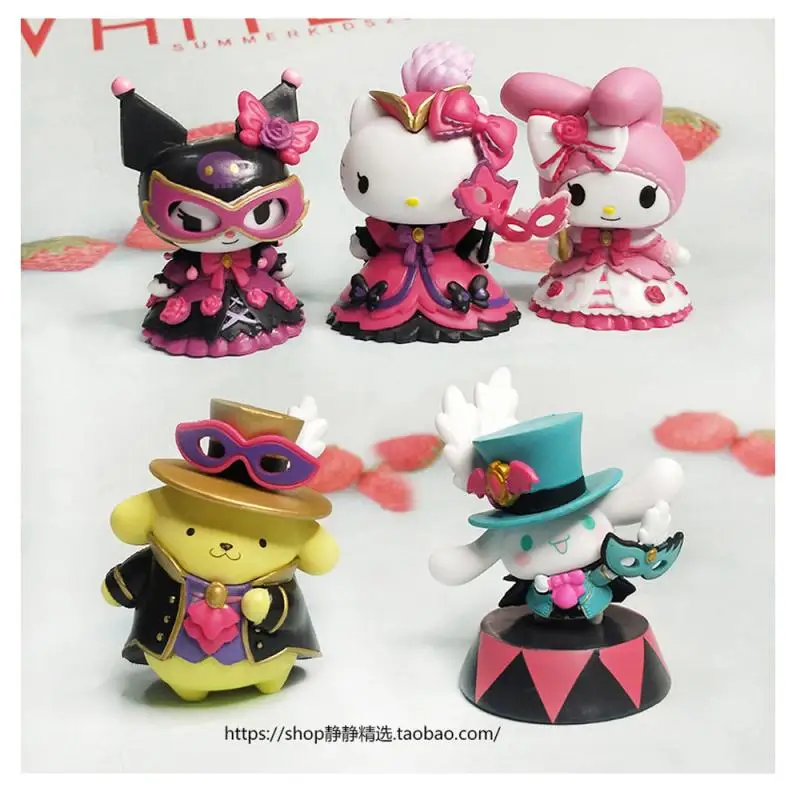 

7Cm-8Cm New Cartoon Kawaii Sanrios My Melody Cinnamoroll Hellokittys Kuromi Purin Pochacco Cute Anime Masquerade Doll Decoration