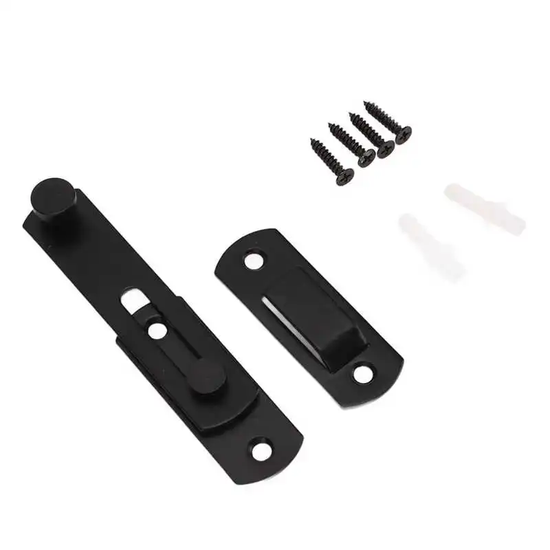 

Barn Door Lock Buckle Colorfast Scratch Resistant Barn Door Latch Matte Black Plastic Spraying Technology for Bathrooms